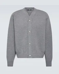 Jacquemus Cardigan in misto lana a coste Grigio