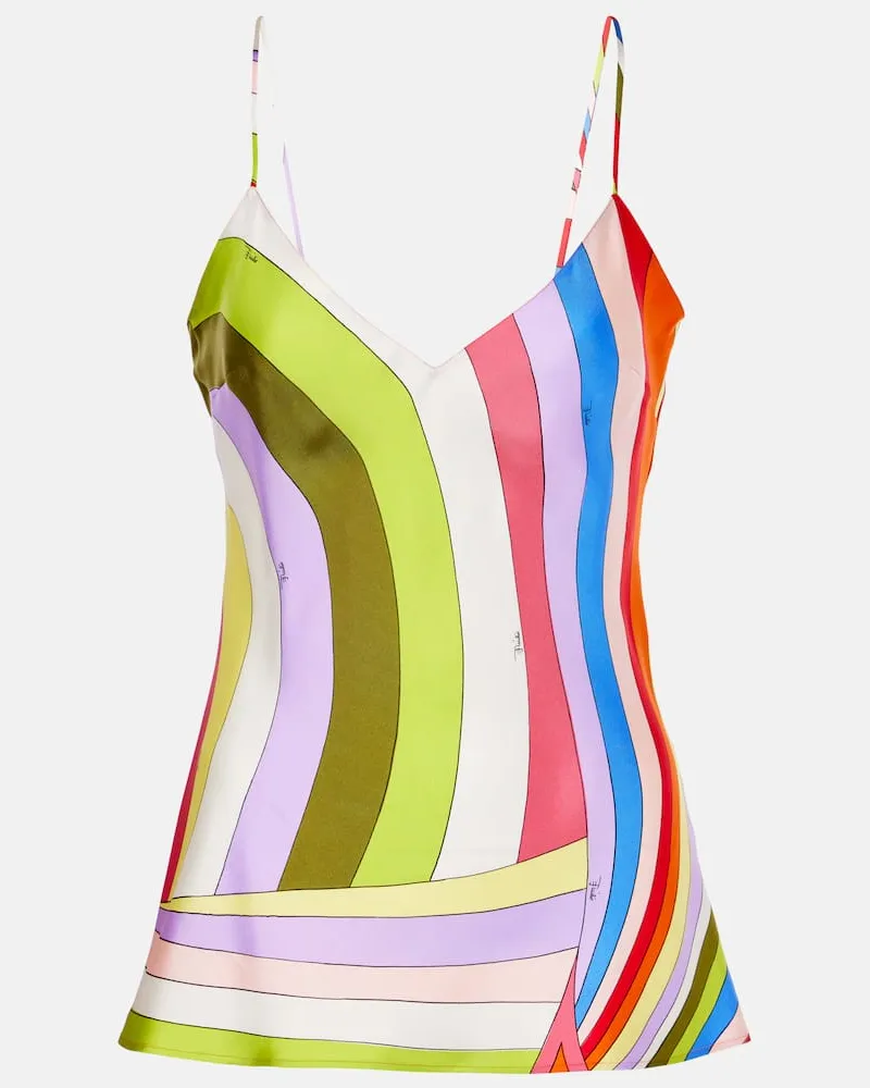 Emilio Pucci Camisole Iride in twill di seta Multicolore
