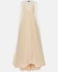 COSTARELLOS Abito lungo Cassandra con tulle Beige