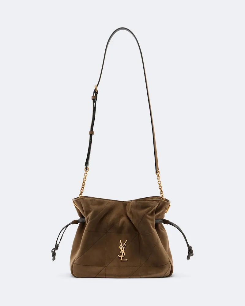 Saint Laurent Borsa a spalla Jamie in suede Verde