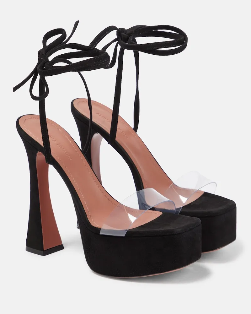 Amina Muaddi Sandali con plateau Sita in suede Nero