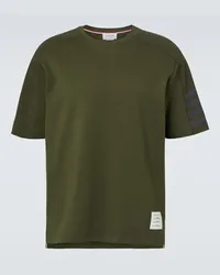 Thom Browne T-shirt 4-Bar in jersey di cotone Verde