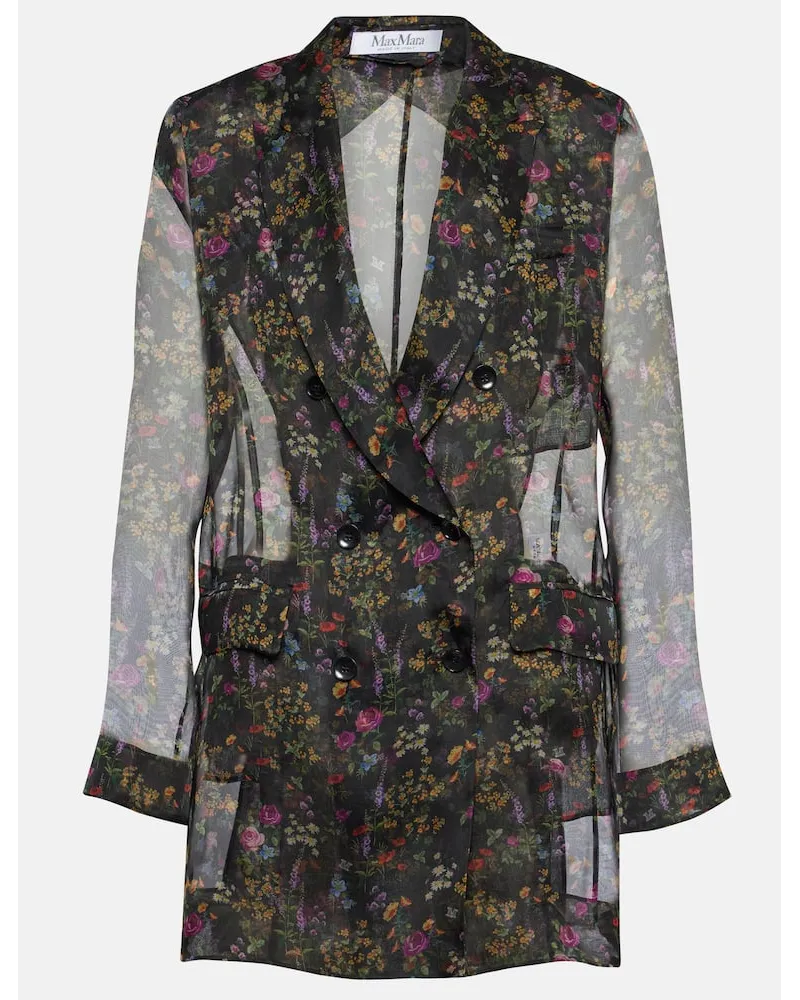 Max Mara Blusa Jabot in organza di seta Multicolore