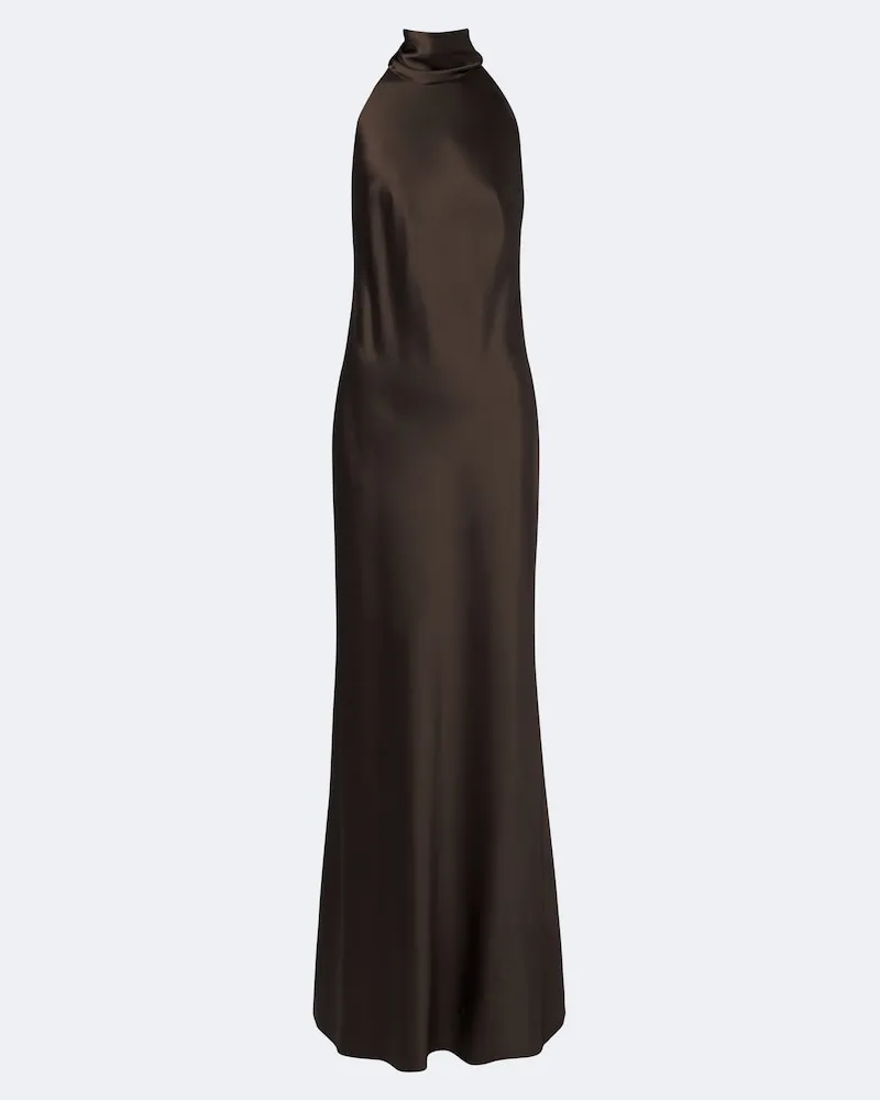 Ralph Lauren Abito lungo Chilton in satin Marrone