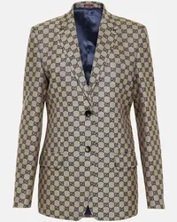 Gucci Blazer in canvas di misto lino GG Multicolore