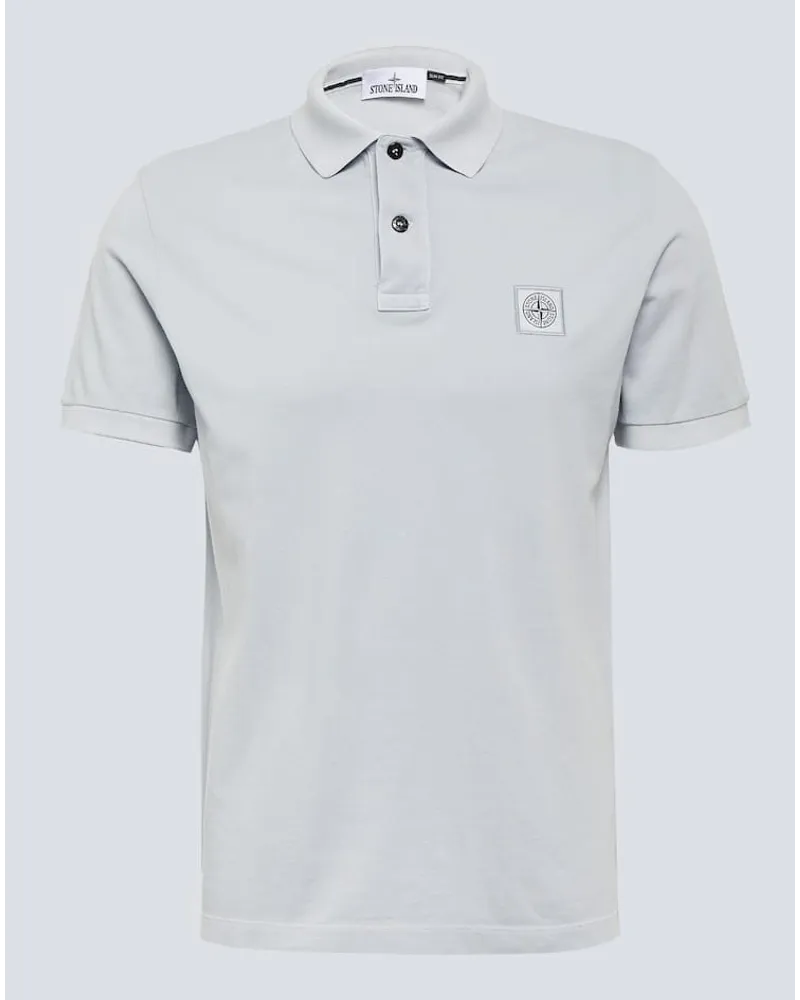 Stone Island Polo Compass in piqué di cotone Blu