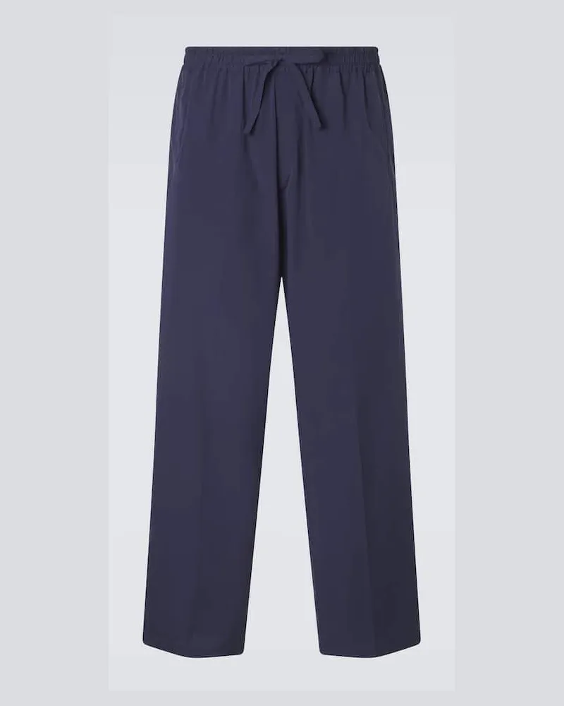 Umit Benan Pantaloni regular Julian in cotone e seta Blu
