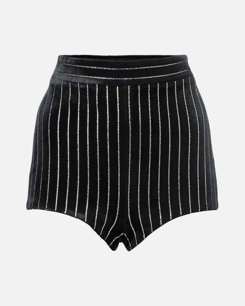 Alex Perry Shorts in velluto con cristalli Nero
