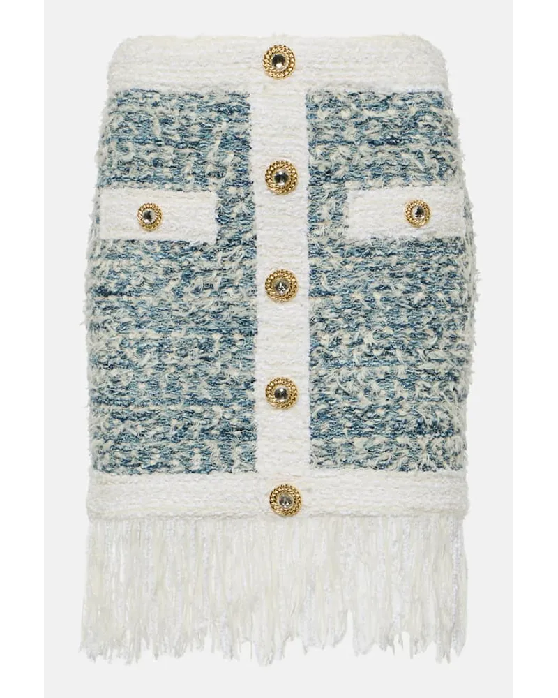 Balmain Minigonna in tweed di jeans Blu
