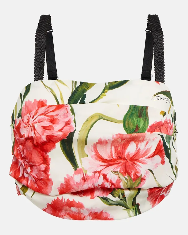 Dolce & Gabbana Top cropped in misto seta con stampa Multicolore