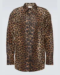 Saint Laurent Camicia in seta con stampa leopardata Multicolore