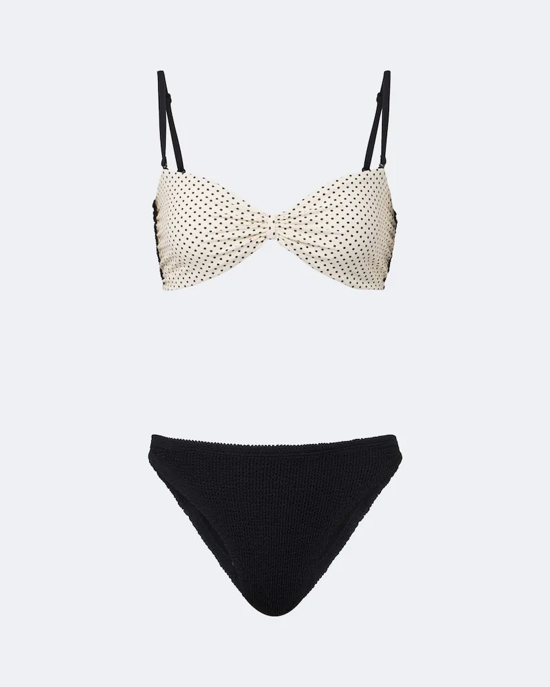 Hunza G Bikini Delphine reversibile a pois Nero