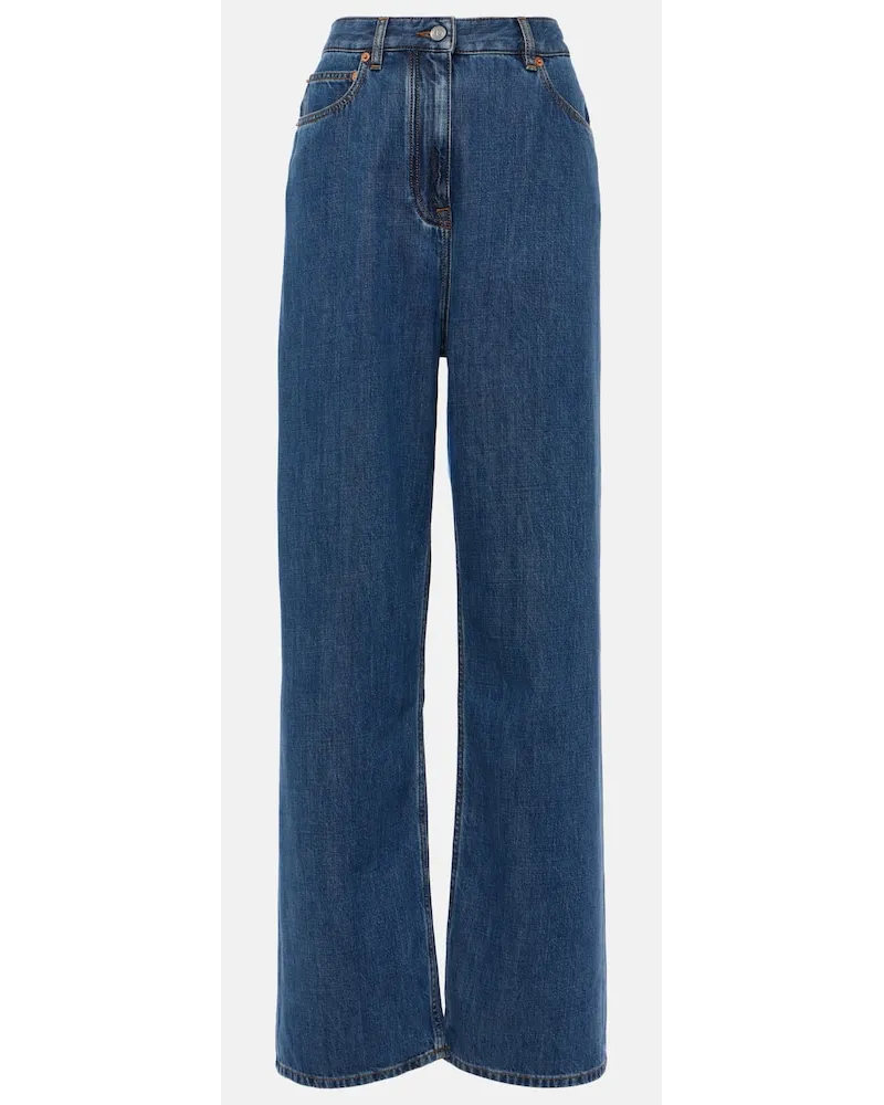 Valentino Garavani Jeans a gamba larga e vita alta Blu