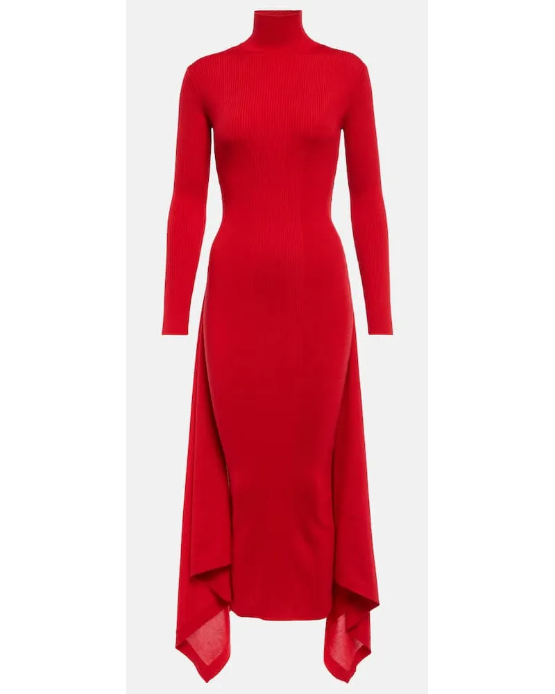 Alaïa AlaÃ¯a Abito midi in cashmere e seta Rosso