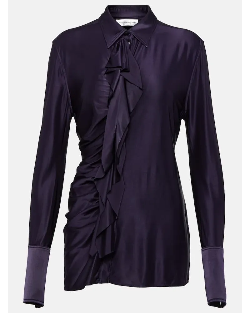 Victoria Beckham Camicia in raso con ruches Viola