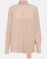 Valentino Garavani Blusa con lavallière in seta Beige