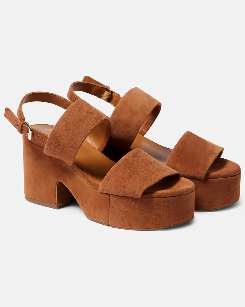 Robert Clergerie Sandali Cora4 in suede con platform Marrone