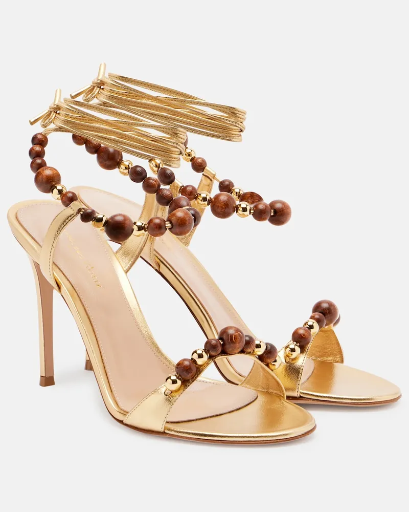 Gianvito Rossi Sandali slingback in pelle metallizzata Oro