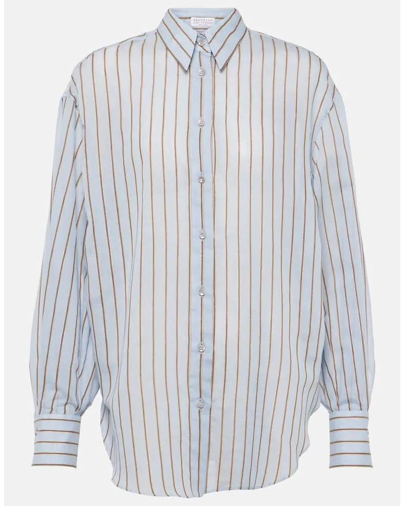Brunello Cucinelli Camicia in misto cotone e seta lamÃ Multicolore