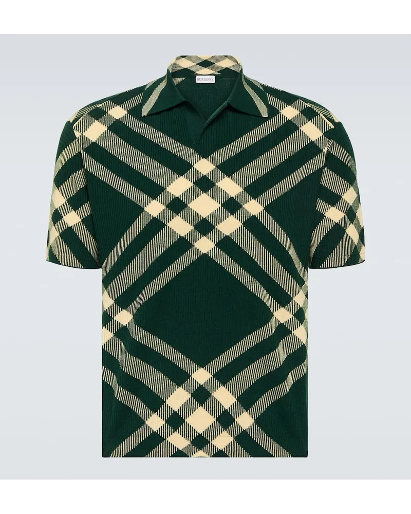 Burberry Polo in misto lana a quadri Verde