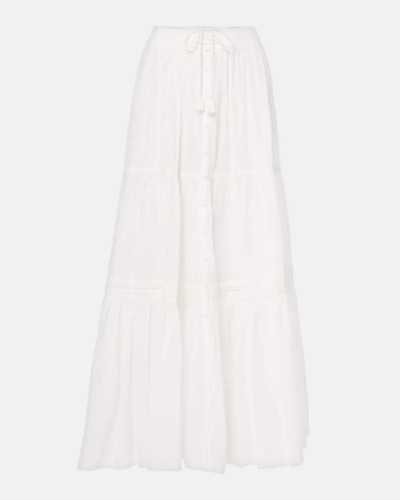 Poupette St Barth Gonna lunga in cotone Bianco