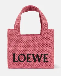 Loewe Paula's Ibiza - Borsa Font Mini in rafia Rosa