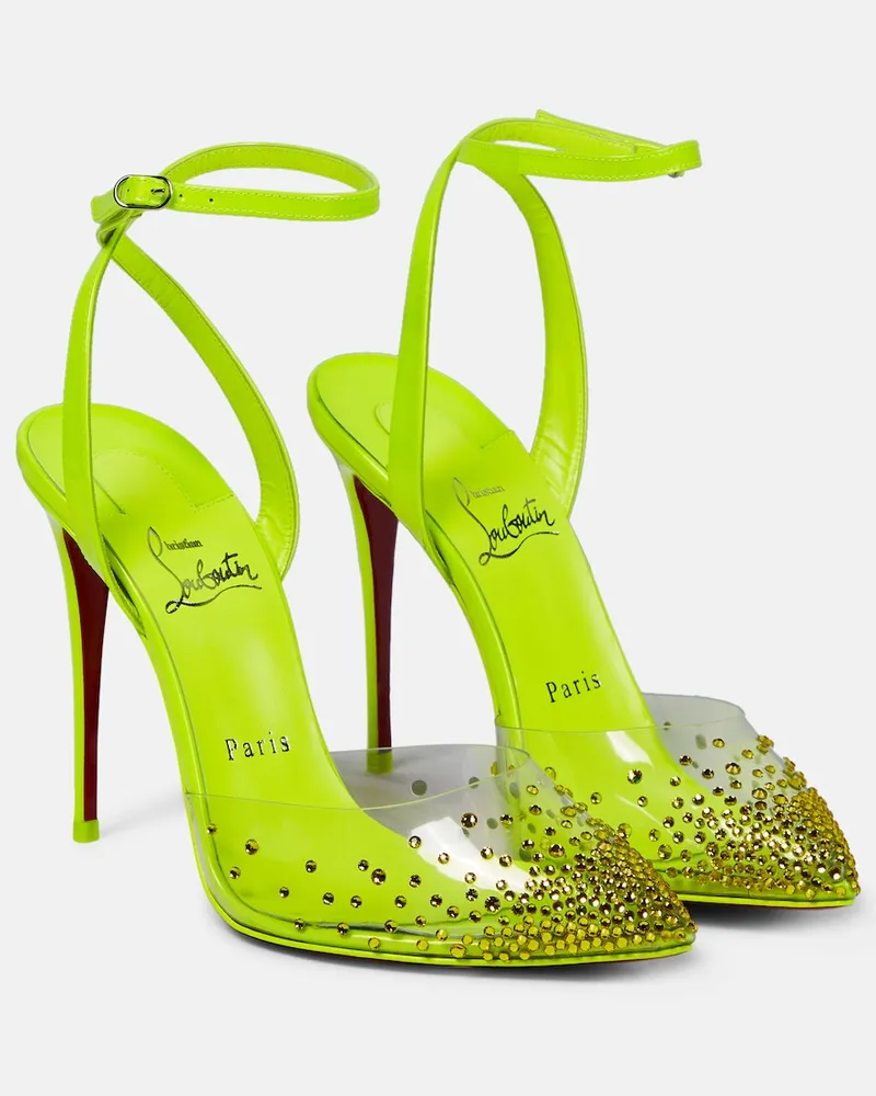 Christian Louboutin Pumps Spikaqueen 100 con cristalli Giallo