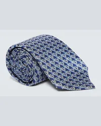 Gucci Cravatta Geometric G in seta jacquard Blu