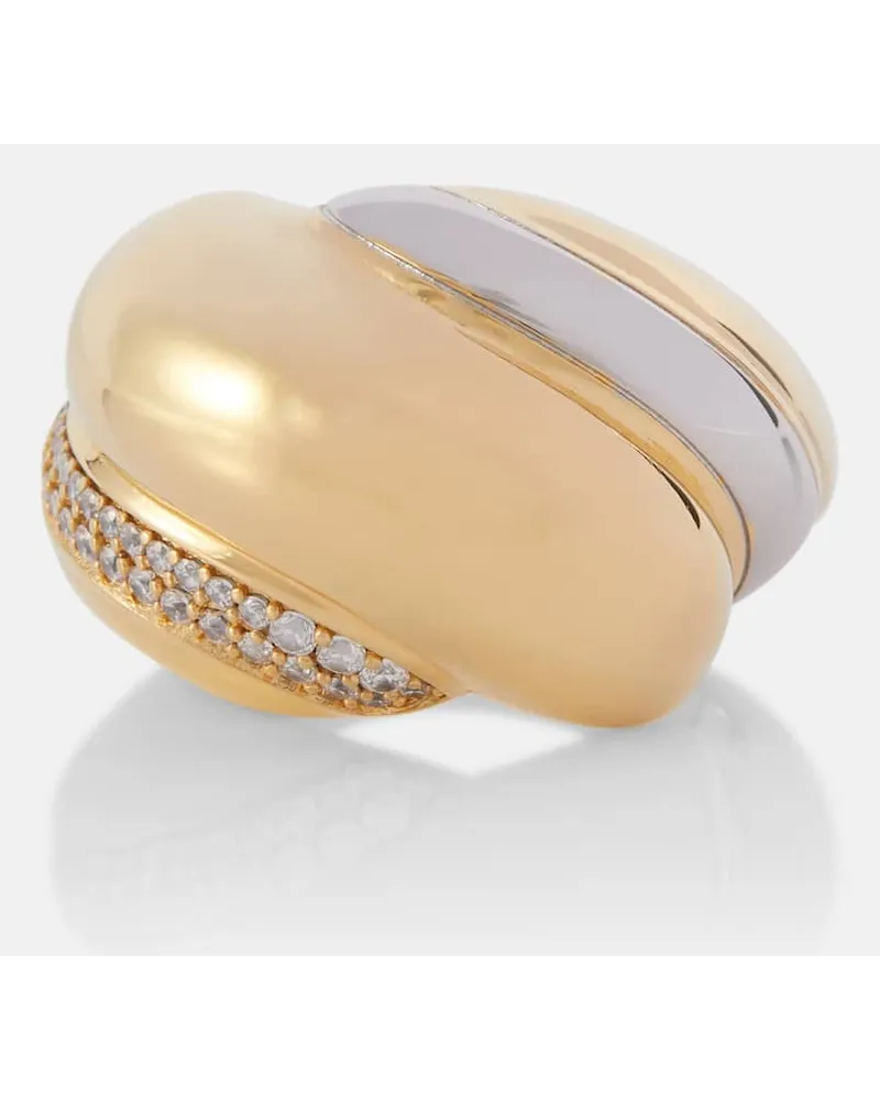 Saint Laurent Anello Whirlwind con cristalli Oro