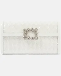 Roger Vivier Clutch con paillettes e cristalli Bianco