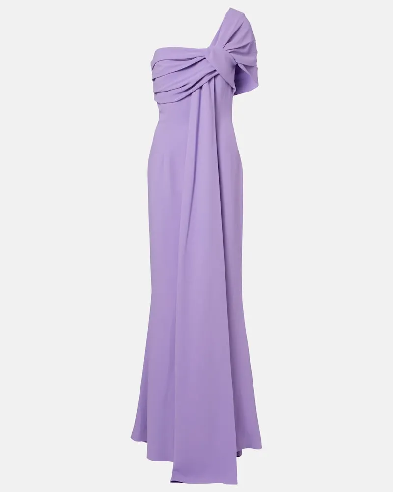 Elie Saab Abito lungo monospalla in cady di misto seta Viola