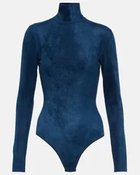 Alaïa Alaïa Body in velluto a collo alto Blu