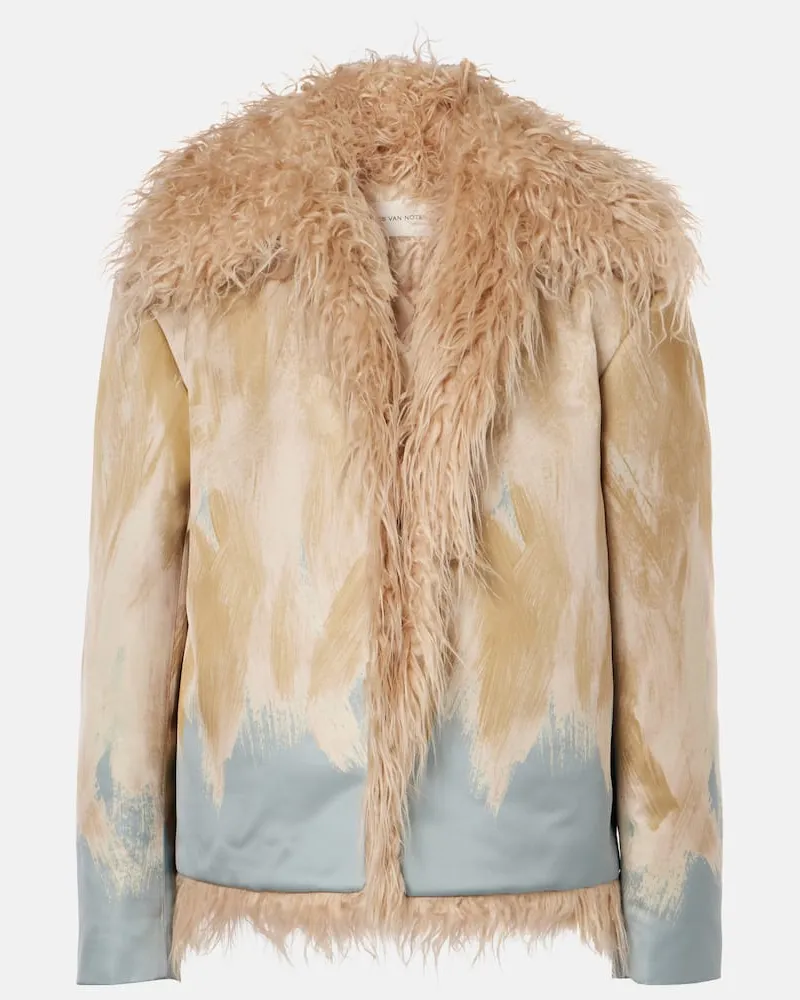 Dries van Noten Pelliccia sintetica con stampa Beige