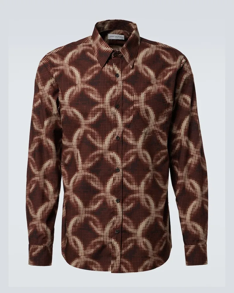 Dries van Noten Camicia in cotone con stampa Marrone