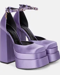 Versace Pumps Medusa Aevitas in raso con plateau Viola