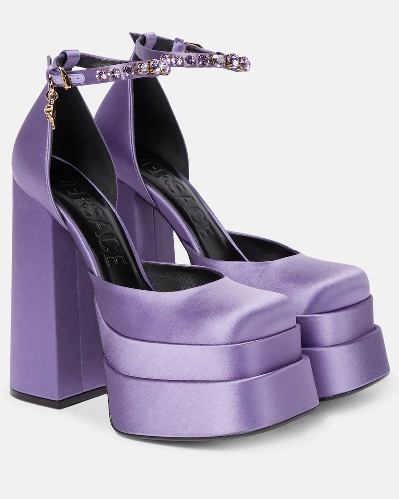 Versace Pumps Medusa Aevitas in raso con plateau Viola