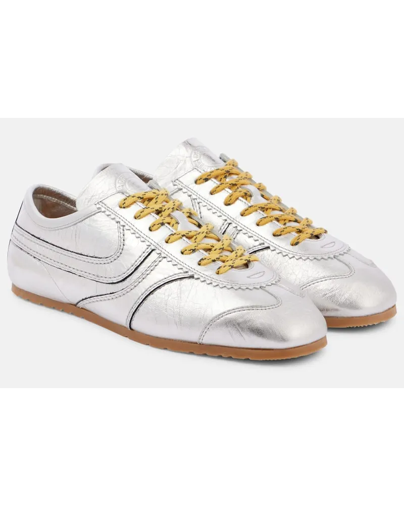 Dries van Noten Sneakers in pelle metallizzata Argento