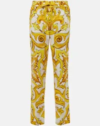 Dolce & Gabbana Pantaloni regular Majolica in cotone a vita alta Multicolore