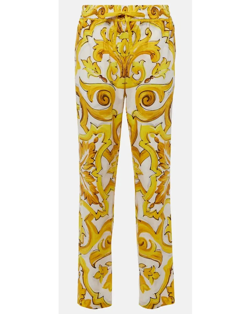 Dolce & Gabbana Pantaloni regular Majolica in cotone a vita alta Multicolore