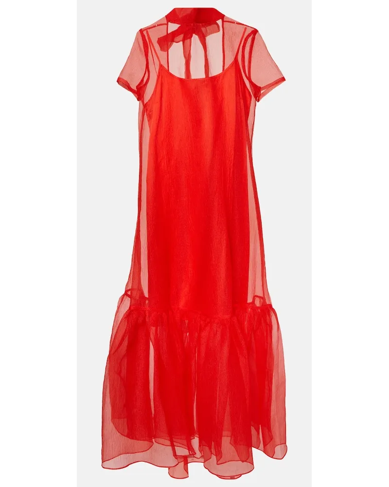 STAUD Abito lungo Calluna in organza Rosso