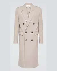 AMI Paris Cappotto in gabardine di lana vergine Beige