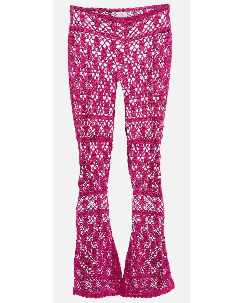 Anna Kosturova Pantaloni flared Bianca in cotone Rosa
