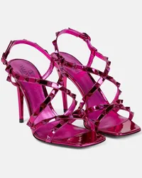 Valentino Garavani Sandali Rockstud in pelle metallizzata Rosa