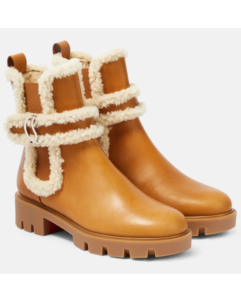 Christian Louboutin Stivaletti CL Chelsea con shearling Beige