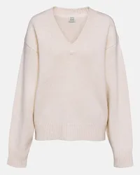 Totême Pullover in lana e cashmere Bianco