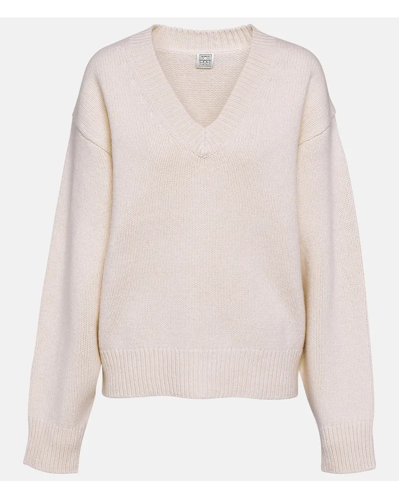 Totême Pullover in lana e cashmere Bianco