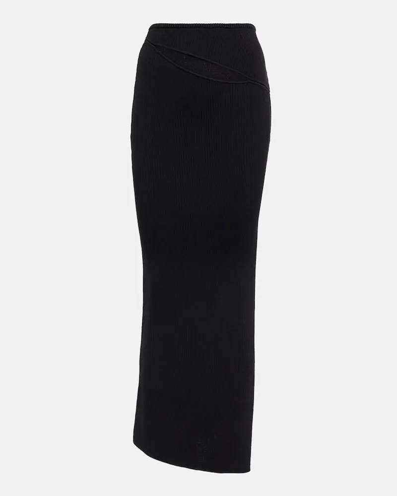 Christopher Esber Gonna lunga in maglia a coste con cut-out Nero