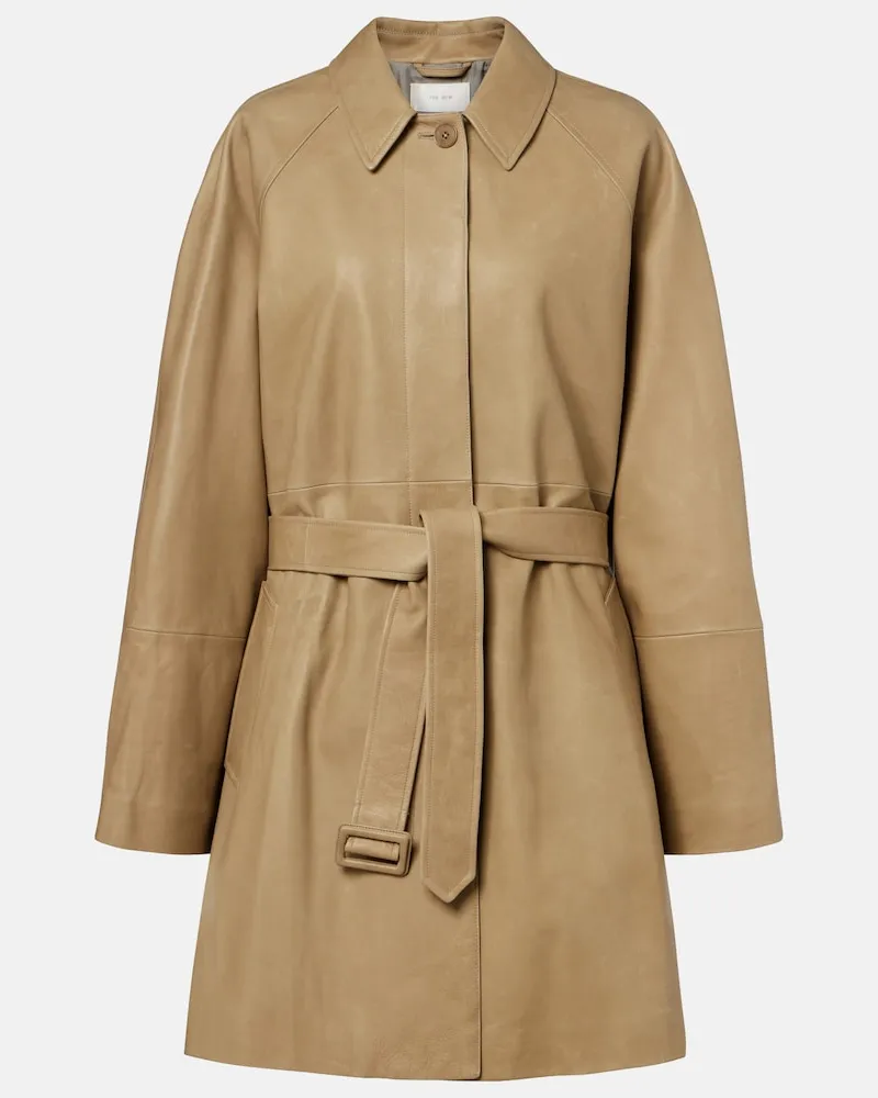 The Row Cappotto Amaya in pelle con cintura Beige