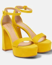 Gianvito Rossi Sandali con plateau in suede Giallo