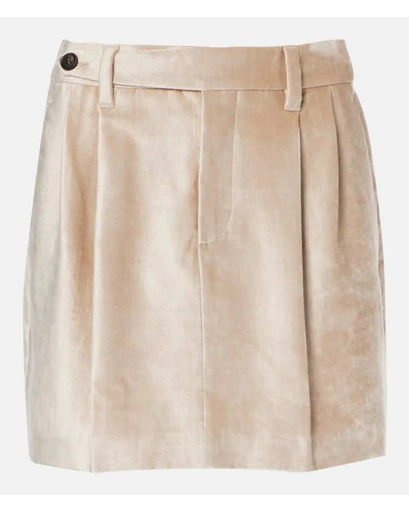 Brunello Cucinelli Minigonna in velluto di misto cotone Beige
